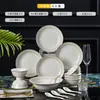 Platos Traje Hogar Jingdezhen Fábrica de Origen Simple Porcelana Ósea Vajilla Tazón Palillos Combinación Regalo Venta al por Mayor Plato de Cena