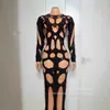 Roupa de Performance com Design de Padrão Completo de Pérolas, Modeladora do Corpo, Emagrecedora e Sexy Peça Única de Passarela Roupa de Performance de Palco