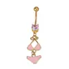 Piercing de ombligo de acero inoxidable 316L europeo y americano transfronterizo con circón dorado, colgante con gota de aceite
