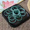 Anillo de Jade Azul Agua Tipo Hielo Grado A Natural, Banda Lisa Estilo Barra Cuadrada, Anillos de Pareja Unisex, Anillo de Cola de Jade