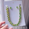 Conjunto de dos piezas de collar y pendientes de cristal de colores geométricos elegantes de alta gama, superventas transfronterizo, collar para la clavícula, para vestidos de noche