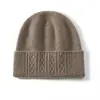 Versátil Gorro de Punto de Cachemira Pura para Mujer, Moda Otoño e Invierno, Sencillo Gorro de Lana, Gorro Grueso Cálido con Protección para las Orejas