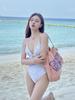 Maiô Sexy de Peça Única Estilo Coreano Novo com Decote Profundo Feminino Estilo Puro Desejo Pequena Estampa Floral Praia Água Termal Litoral Roupa de Banho para Férias