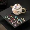 Cadena de Cuentas de Cristal de Fábrica Estilo Chino Colgante para Juego de Té Cuerda para Tapa de Tetera Púrpura Accesorios Retro para Ceremonia del Té Decoración de Tetera