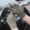 En Stock Nuevos Guantes de Seda Helada Finos Antideslizantes de Medio Dedo para Mujer, Diseño de Dos Dedos Expuestos, Guantes para Hombre para Reparto y Servicio de Comida