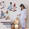 26 Conjunto de pijama cálido de doble cara cepillado para niños, otoño e invierno, unisex, cuadros retro, cuello de muñeca, cárdigan, ropa de estar