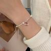 Pulseira de prata estilhaçada S925, bracelete de prata estilhaçada, luxo, luz de nicho, pérola, corte irregular, pulseira de namorada S6496