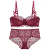 Lencería sexy estilo francés para mujeres con busto grande, diseñada para minimizar la apariencia y prevenir la flacidez, con un sujetador fino de algodón de media copa y un conjunto de sujetador de encaje en tallas grandes, perfecto para el verano