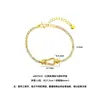 Pulseira de luxo leve em tom de areia e ouro com fecho de ferradura cravejado com zircônia cúbica, um design sofisticado e elegante, pulseira versátil de liga de cobre para mulheres