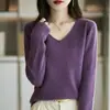 Otoño 2026 Estilo Elegante Andy Terciopelo Manga Larga Cuello Puntiagudo Ligeramente Elástico Camiseta Básica de Punto para Mujer Europeo y Americano