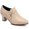 Zapatos de Boca Profunda de una Sola Capa para Mujer, Piel Suave, Tacón Medio, Zapatos de Piel para Otoño 2021, Primavera y Otoño, Zapatos Versátiles para Mujer con Falda, Zapatos de Tacón Alto para Mujer