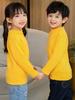 Camiseta básica de cuello medio alto para niños, con forro polar, gruesa, otoño e invierno, ropa para niños, top cálido, coreana, cuello medio, manga larga