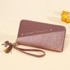2025 Nueva Cartera Larga con Cremallera para Mujer Estilo Coreano Empalme Color de Contraste Gran Capacidad Venta Directa de Fábrica