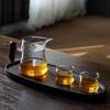 En stock, suministro de vidrio de bambú con mango de madera, taza de vidrio Crescent Fair, taza de té con filtro de vidrio transparente para el hogar