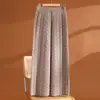 Calça de Lã 100% Pura com Malha Grossa Perna Larga Feminina Outono Inverno Cintura Alta Caimento Reto Casual Calça Longa Solta