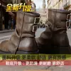 Botas de empilhar Calças de viagem do oeste de Xinjiang Botas de perna de calça 2026 novas botas curtas femininas Botas Martin cor marrom Mallard femininas