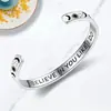 Pulsera Abierta de Comercio Exterior Cree en Ti Como Yo Lo Hago Pulsera Inspiradora Ajustable de Acero Inoxidable