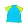 Top de manga curta raglan com blocos de cor para crianças, traje de surf com proteção solar, roupa de banho de alta elasticidade de secagem rápida para snorkeling e praia, roupa de banho