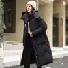 Casaco de Algodão Feminino 2026 Inverno Novo Estilo Longo Acima do Joelho Engrossado Estilo Coreano Solto com Capuz Versátil Popular Jaqueta