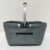Cesta Portátil Dobrável Transfronteiriça com Alças Metálicas Multicor, Grande Capacidade para Separação e Armazenamento, Sacola de Compras, Cesta de Piquenique ao Ar Livre