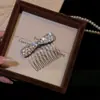 Pente de Cabelo Coreano de Luxo Leve Estilo High-End com Laço e Strass, Acessório de Cabelo Moderno e Versátil para Penteados Updo na Parte de Trás da Cabeça, Luxo Leve Coreano