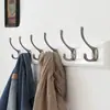 Colgador de 4 filas estilo europeo de aleación de zinc para uso doméstico en la sala de estar, cocina, baño, montado en la pared para guardar ropa, accesorios y sombreros