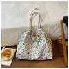Bolso Coreano de un Hombro Perezoso para Mujer Gran Capacidad para Viajes Escolares Lona Retro Estampado de Leopardo Estrellas Casual Versátil Estilo Nuevo