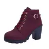 Amazon Otoño e Invierno Nuevas Botas de Mujer de Tacón Alto de Comercio Exterior Talla Grande Botas Cortas con Tira Cruzada Botas Martin de Tacón Grueso Botas de Piel en Stock