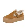 Botas de Neve Forradas com Lã para Mulheres, Sapatos de Inverno para Mulheres, Sapatos Birkenstock, Sapatos de Algodão Quentes Espessados, Sapatos Peludos com Solado Grosso que Aumentam a Altura, Mocassins para Mulheres