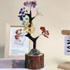 Árbol de Dinero de Cristal Decoración de Escritorio para Hogar Sala de Estar Oficina Adorno Creativo con Base de Madera Árbol de la Fortuna