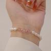 Pulsera de Perlas de Agua Dulce Naturales Pulsera de Perlas de Cuentas de Arroz Pequeñas Pulsera Versátil de Moda Simple de Cristal de Fresa Gris Azul Luz de Luna
