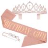 Alça de Ombro para Festa de Aniversário da Amazon Feminina Etiqueta Menina Aniversariante Estampagem a Quente Alça de Ombro Transmissão ao Vivo Popular Conjunto Coroa