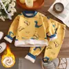 Conjunto de Ropa Interior Térmica para Niños, Forrado de Felpa y Engrosado, Ropa de Otoño para Niños y Niñas, Ropa Térmica para Bebés, Ropa para Bebés