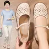 Sapatos para Mãe para Mulheres de Meia-Idade e Idosas, Sandálias de Verão, Novo Modelo 2026, Sapatos de Couro Femininos com Solado Macio Antiderrapante, Tamancos, Sapatos de Uma Peça
