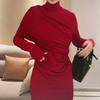 Vestido Nuevo para Mujer Primavera Temprana 2026, Súper Elegante, Ceñido a la Cintura, Adelgazante, Elegante, Favorecedor de la Figura, Vestido Largo Bodycon