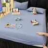 Sábana bajera ajustada de algodón puro, cepillado, con temática de dibujos animados, engrosada, pieza única, otoño/invierno, 100% algodón, funda de cama individual para niños, protector de colchón, juego de tres piezas