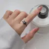 Anillo Nuevo Colorido para Mujer Estilo Coreano Gato Animal Negro Diamante Azul Corona de Cáñamo Abierto Distintivo Pulsera Corazón de Chica Dulce