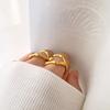 Anillo europeo y americano simple hueco de acero de titanio para mujer forma de cruz de tenedor anillo de bambú acero de titanio galvanoplastia oro de 18k venta al por mayor
