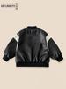Chaqueta de Cuero Estilo Coreano para Niños 2026 Primavera Nueva Chaqueta Genial para Niños Top de Retazos para Bebé Chaqueta de Cuero PU