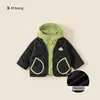 Roupas Infantis Bangxuan 2025 Inverno Cor Contrastante Roupas para Bebê Menino Roupas de Algodão Infantis Casaco Quente com Capuz para Menino Jaqueta de Algodão