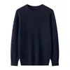Nuevo Suéter de Lana Australiana de Cuello Redondo para Hombre de Primavera y Otoño Top Casual Camiseta Base de Color Sólido Suéter de Punto Versátil para Hombre