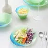 Serie de Vajilla de Vidrio con Material de Jade Creativo Platos de Vidrio para el Hogar Bol para Ensalada Bol para Postre Platos Pequeños Irregulares Coloridos