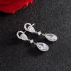 Aretes de Zirconia Coreanos en Forma de Gota Orina Incrustados con Piedras Preciosas Grandes Aguja de Oreja de Plata S925 Perlas Delicadas