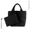 Bolso Tote Tejido a Mano Transfronterizo Tela de Nailon para Buceo Textura de Alta Gama Color en Contraste Cesta de Verduras Cubo Bolso de Mano