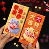 2027 Año del Cordero Sobre Rojo Hojuelas Doradas Escarchado Creativo Dibujos Animados 3D Zodiaco Cien Yuan Mil Yuanes Sobre de Dinero de la Suerte Bolsa de Sobre Rojo de Año Nuevo