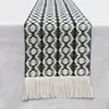 Camino de mesa nórdico simple y lujoso de algodón y lino con bloqueo de color y borlas, mantel largo para decoración de mesa de té festiva, venta al por mayor