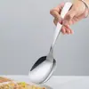 Cuchara de Comedor de Acero Inoxidable 316 Mango Largo Grande Cuchara Pública Cuchara de Sopa de Hotel Cuchara de Comedor Colador Pequeño Cuchara de Comedor para el Hogar