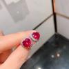 Joyería Zhuang Shengsheng Colgante en Forma de Corazón Pendientes en Forma de Corazón Anillos en Forma de Corazón Vidrio Rojo de Simulación Piedra Principal en Forma de Corazón 9*9