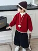 Suéter Masculino Gola V Outono e Inverno Estilo Coreano Tricô Infantil Pulôver Grosso para Bebês e Crianças Pequenas Roupas de Outono da Moda