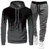 Sudadera con capucha deportiva para hombre europea y americana 2024 Sudadera con estampado digital 3D Pulóver Casual Conjunto de dos piezas personalizado con inyección de tinta